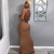 REJEA Long Sleeve Solid Backless Skinny  Ribbed Maxi Dress Autumn Winter Women Fashion Sexy Party Club Outfits