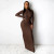 REJEA Long Sleeve Solid Backless Skinny  Ribbed Maxi Dress Autumn Winter Women Fashion Sexy Party Club Outfits