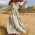 REJEA Women's Autumn Sundress Casual Puff Sleeve Tunic Vestidos Floral Print Robe Fashion Ruffle Maxi Dress Plus Size 5XL