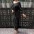 REJEA  Fashion Solid Long Maxi Dress Women's Autumn Lantern Sleeve Asymmetrical Vestidos Elegant Party Robe Loose Pleated Dress