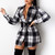 REJEA Women Elegant Plaid Print Long Sleeve Mini Dress Spring Turn-down Collar Button Dress Autumn Casual Lace-up Slim Party Dresses