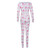REJEA Women's Long-Sleeved Homewear Jumpsuit Snap Button Cartoon Yes Daddy Printed Sexy Round Neck One-Piece Pajamas Long Playsuits