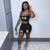REJEA  Two Piece Sets Women Outfits Letter Print Sexy Sling Sleeveless Crop Top Bodycon Shorts Pants Set Sportswear Clothes