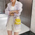 Rejea PU Leather Square Box Crossbody Bags For Women 2021 Pearl Chain Drawstring Shoulder Bags Elegant Ladies Daily Shopping Bag
