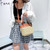 Rejea 2021 Women Straw Bucket Bags PU Leather Shoulder Bags New Designer Knit Splicing Crossbody Bags Female Summer Beach Travel Bag