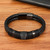 Rejea Woven Leather Rope Wrapping Special Style Classic Stainless Steel Men's Leather Bracelet Double-layer Design DIY Customization