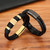 Rejea Woven Leather Rope Wrapping Special Style Classic Stainless Steel Men's Leather Bracelet Double-layer Design DIY Customization