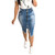 Rejea Women Fashion High Waist Ripped Split Bodycon Street Style Denim Skirt A-line Solid Casual Knee-length