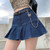 Rejea Pink Denim Pleated Skirts Mini Solid Casual Woman Fashion Korean Style High Waist Skirt with Lined Hot Club Party Girls
