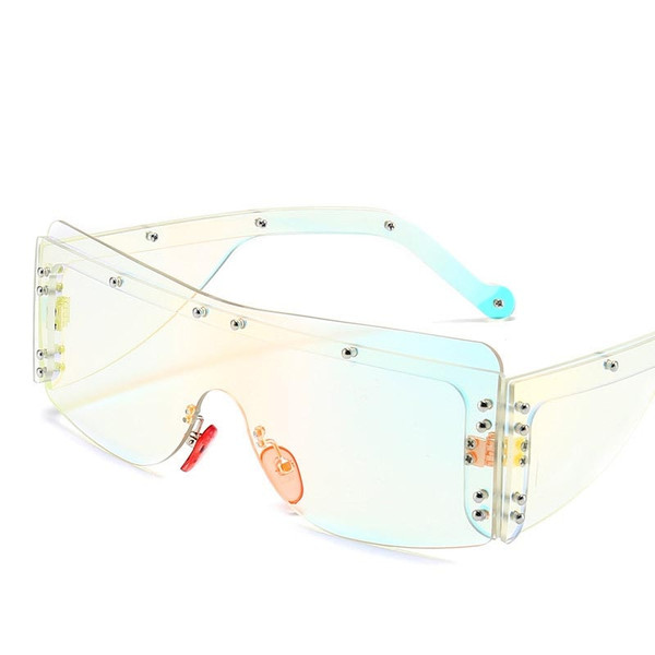 Rejea Rimless Square Sunglasses Women Oversized Luxury Brand Mirror Pink Shades Sunglasses Men Trend Female Eyewear Glasses Oculos