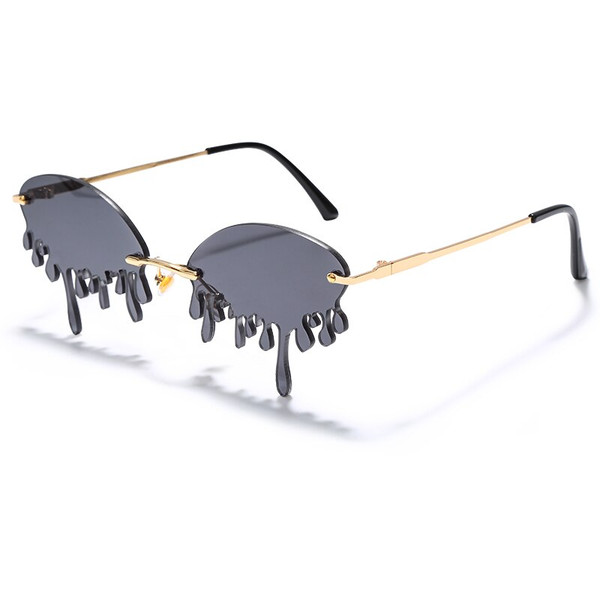 Rejea Fashion Rimless Sunglasses Women New Vintage Unique Tears Shape Steampunk Sunglasses Female Gafas Shades UV400 Oculos Feminino