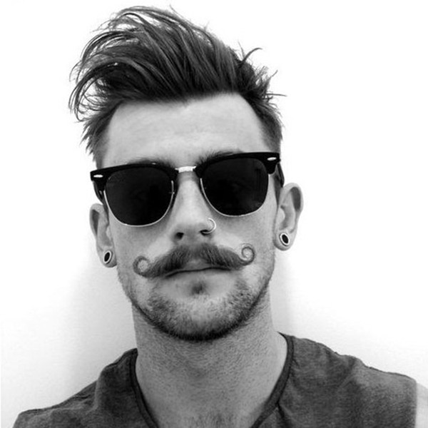 Rejea Polarized Semi-Rimless Sunglasses Women/Men Vintage Rice Nail UV400 Classic Eyewear Brand Designer Sun Glasses