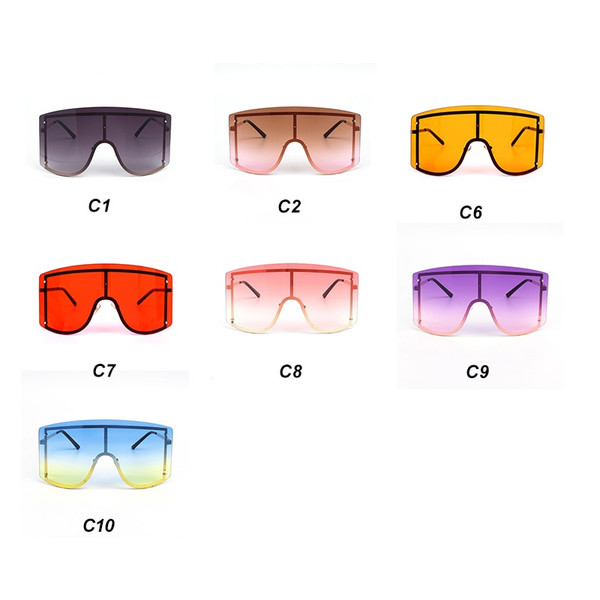 Rejea Oversized Women Blue Yellow Gradient Sunglasses Fashion Rimless Metal Female Shades Luxury Brand Designer Personality Eyewear