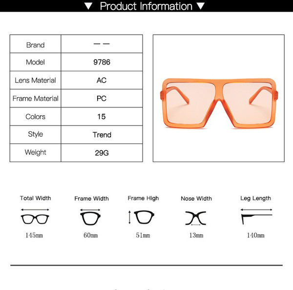 Rejea European and American Large Frame Sunglasses Men and Women Fashion Square Glasses Driver Driving Sun Glasses