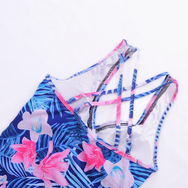 Rejea Flower Mom & Baby Women Girls Bath Suits Dresses Clothes Leaf Mother Daughter Matching Swimwear One-Piece Mommy and Me Swimsuits