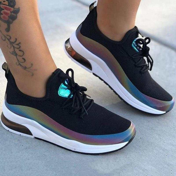 Rejea Women Colorful Cool Sneaker Ladies Lace Up Vulcanized Shoes Casual Female Flat Comfort Walking Shoes Woman Fashion