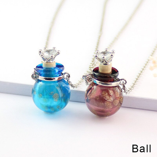 Rejea 1PC  Murano Glass Perfume Necklace Essential Oil Diffuser Bottle Jewelry Necklace Stainless Steel Chain Necklace for women