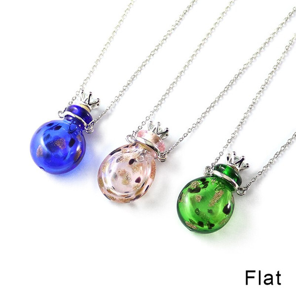 Rejea 1PC  Murano Glass Perfume Necklace Essential Oil Diffuser Bottle Jewelry Necklace Stainless Steel Chain Necklace for women