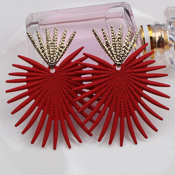 Rejea Big Fashion Irregular Geometric Earrings for Women Gold Red Blue Green Female Exaggerated Personality Earrings Metal|Drop Earrings|