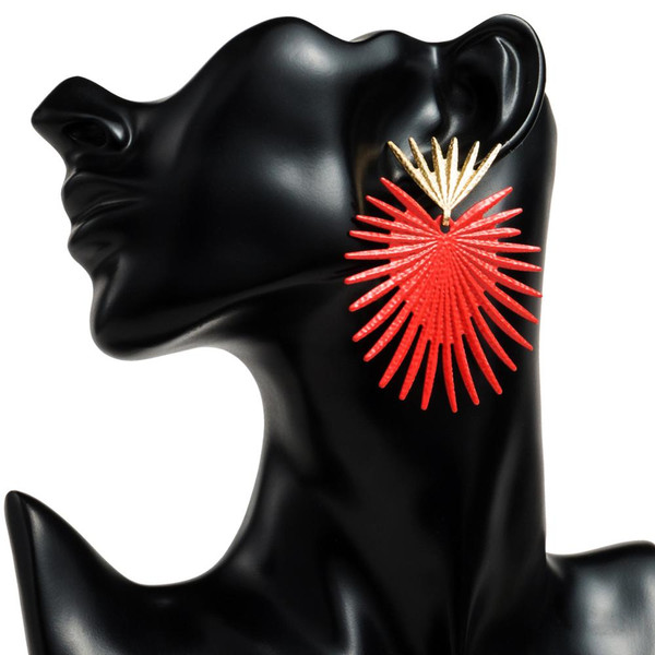 Rejea Big Fashion Irregular Geometric Earrings for Women Gold Red Blue Green Female Exaggerated Personality Earrings Metal|Drop Earrings|