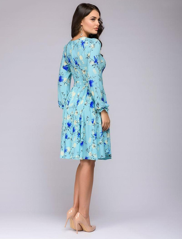 REJEA Fashion Printing A-line Autumn Dress Women Elegant Vintage Ruffles O-Neck Long Sleeve Club Party Mini Dresses Vestidos