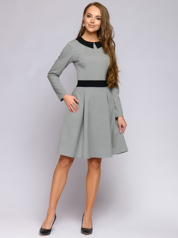 REJEA Ladies Fashion Splicing Sashes Autumn Dress Women Casual Peter pan Collar Long Sleeve A-Line Mini Party Dresses femme