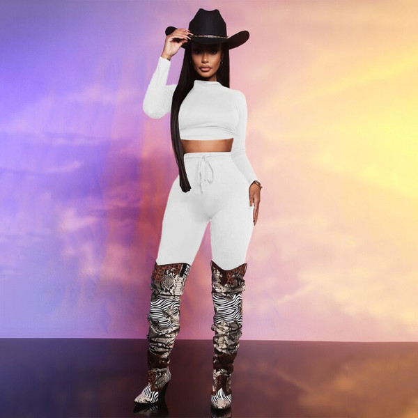 REJEA Long Sleeve Solid Backless Tshirt Bandage Leggings 2 Pieces Set Autumn Winter Women Streetwear Casual Tracksuit