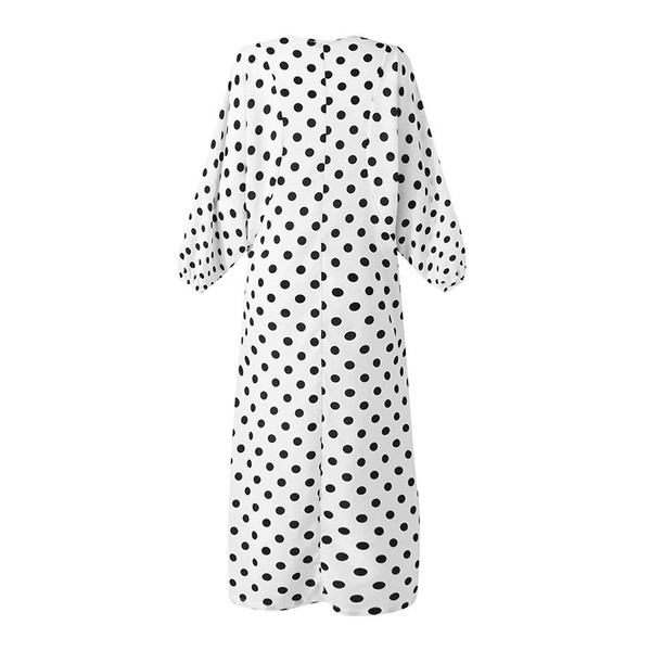 REJEA Vintage Long Maxi Dress Autumn Sexy V Neck Long Sleeve Printed Dresses Femme Loose Sundress Casual Bohemian Vestidos