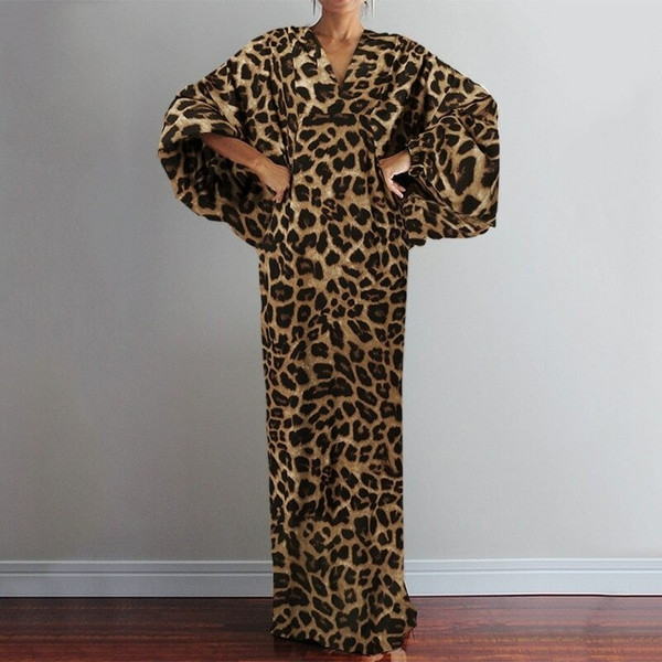 REJEA Vintage Long Maxi Dress Autumn Sexy V Neck Long Sleeve Printed Dresses Femme Loose Sundress Casual Bohemian Vestidos