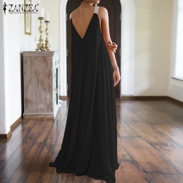 REJEA Vintage Long Maxi Dress Plus Size Womens Summer Sundress Casual Sleeveless Robe Femme Elegant Long Tanks Vestidos 7