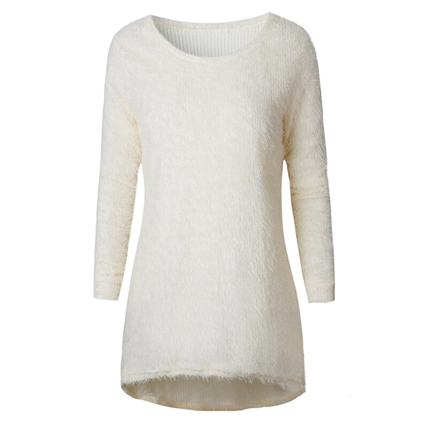 REJEA Warm Knitted Sweaters Solid Color O Neck Pullover Casual Loose Long Sweater Winter Fashion Clothes Pull Femme Hiver