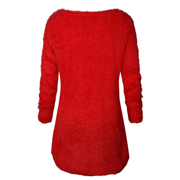 REJEA Warm Knitted Sweaters Solid Color O Neck Pullover Casual Loose Long Sweater Winter Fashion Clothes Pull Femme Hiver