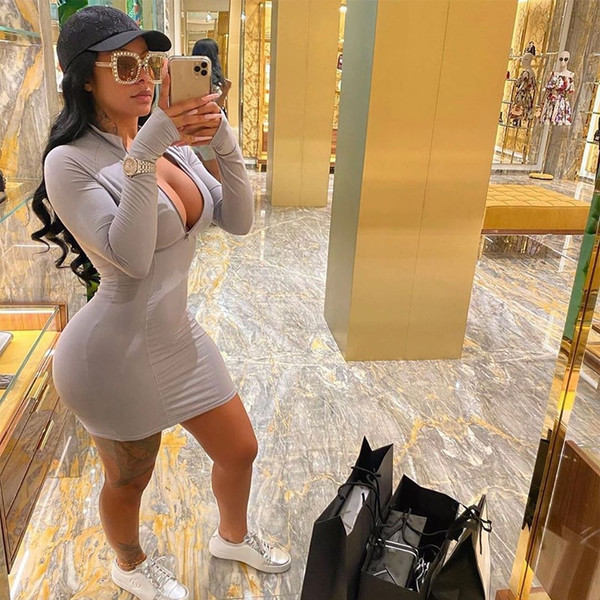 REJEA  Sexy Plus Size Bodycon Mini Dress Long Sleeve Fall Clothes for Women Fashion Oversized Vestidos Night Party Club Dresses