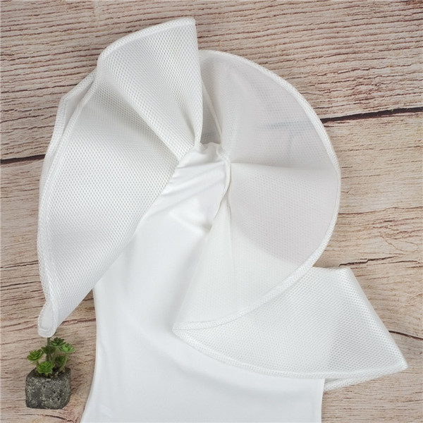 REJEA One shoulder ruffles fitness bodysuit fashion sexy hot slim bodycon jumpsuits solid ladies bodysuits rompers