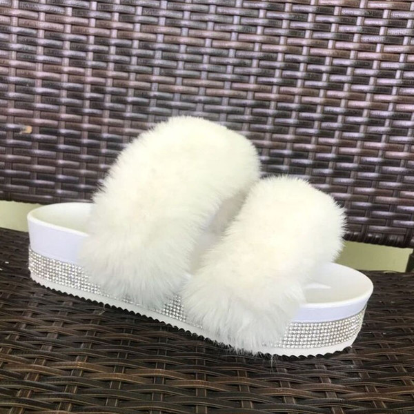 Rejea Women Fur Slippers Summer Furry Slides Female Fluffy Indoor Shoes Women's Bling fuzzy Slide House Sliders