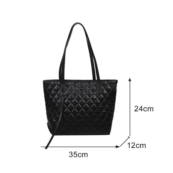 Rejea Fashion PU Leather Women Shoulder Handbags Casual Lattice Pattern Large Capacity Female Daily Top-handle Totes Bags