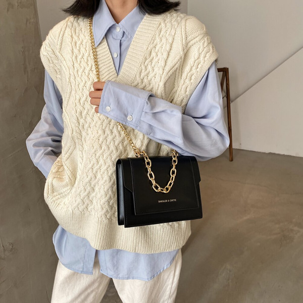 Rejea Fashion PU Leather Women Simple Shoulder Messenger Bags Casual Solid Color Female Daily Square Crossbody Bags Chain Handbags