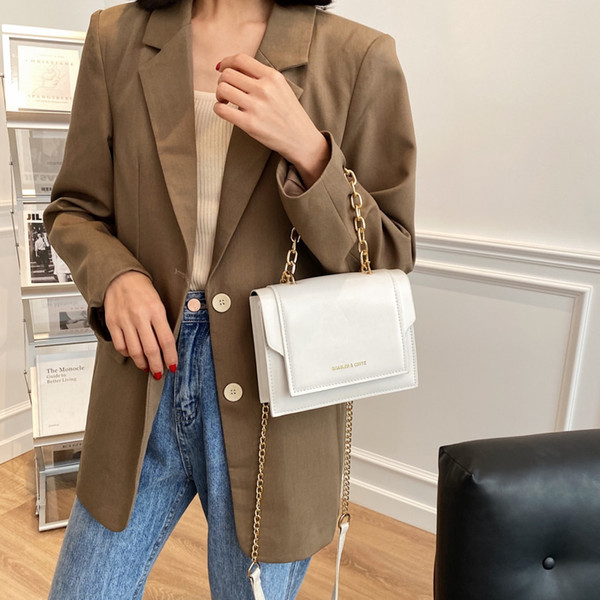 Rejea Fashion PU Leather Women Simple Shoulder Messenger Bags Casual Solid Color Female Daily Square Crossbody Bags Chain Handbags