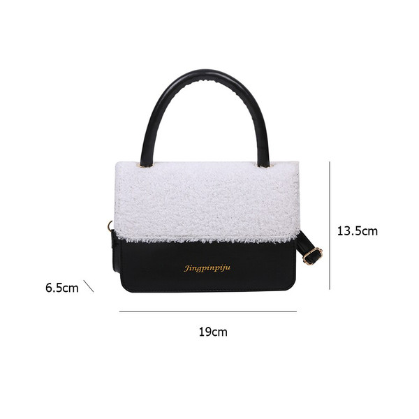 Rejea Retro PU Leather Women Fashion Plaid Pattern Crossbody Handbags Casual Autumn Winter Plush Female Small Shoulder Messenger Bags