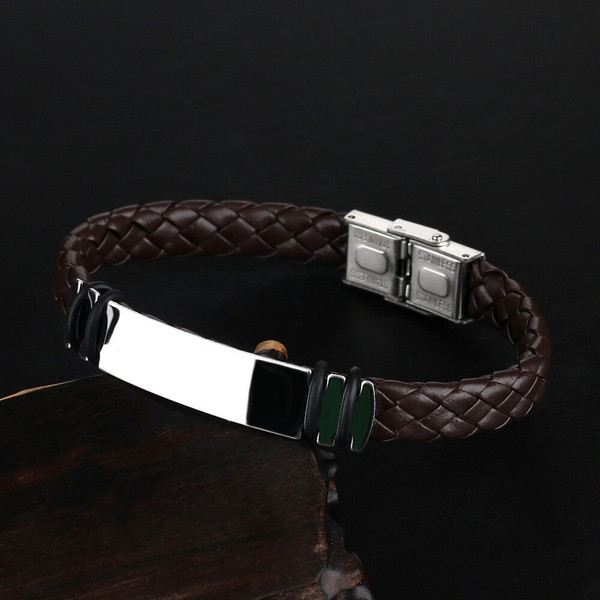 Rejea New Fashion Retro Boho Style Men's Bracelet Black Hand-woven Leather Stainless Steel Charm Bracelet Couple Gifts