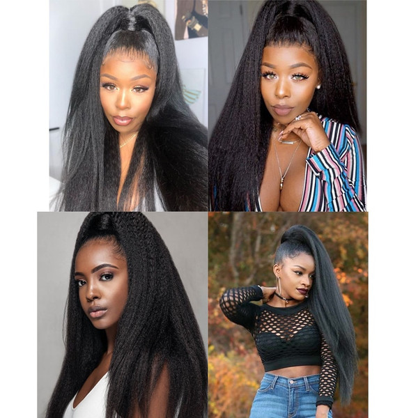 Rejea Yaki Kinky Curly Ponytail Adjustable Strap Hairpiece For Women With Comb Synthetic Pony Tail False