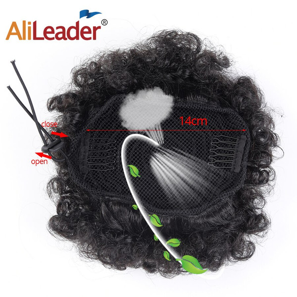 Rejea Natural Clip In Afro Hair Bun Jet Black Purple Blue Synthetic Kinky Curly Puff Ponytail Drawstring Extension For Women