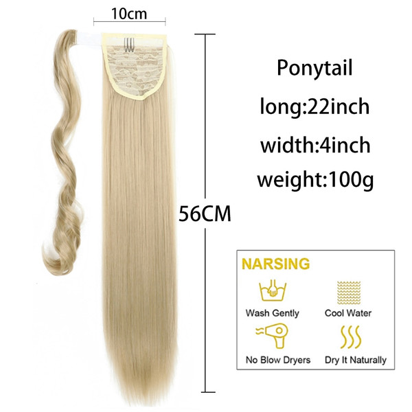 Rejea Long Straight Wrap Around Clip In Ponytail Hair Extension Heat Resistant Synthetic  Pony Tail