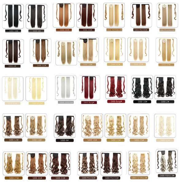 Rejea Long Straight Ponytail Synthetic Hairpiece Wrap on Clip Hair Extensions Ombre Brown Pony Tail Blonde Fack Hair