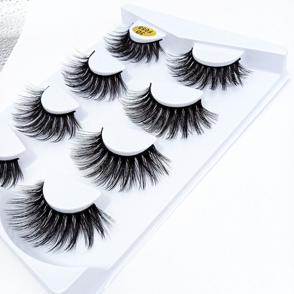 Rejea 4 Pair 3D Faux Mink Hair False Eyelashes Thick Long Multilayers Thick Mink Eye Lashes Natural Makeup Cruelty-free Fake Eyalash