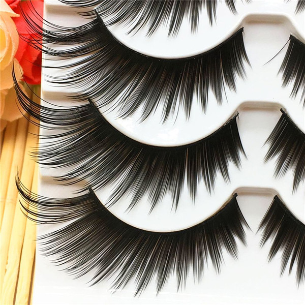 Rejea 5Pairs/Set Charming Black False Eyelashes Very Exaggerated Thick Long Black Eye Lashes Daily & Party Makeup Extension Tools