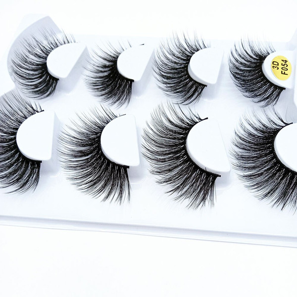 Rejea 4 Pair 3D Faux Mink Hair False Eyelashes Natural/Thick Long Multilayers Thick Mink Eye Lashes Makeup Cruelty-free Fake Eyalash