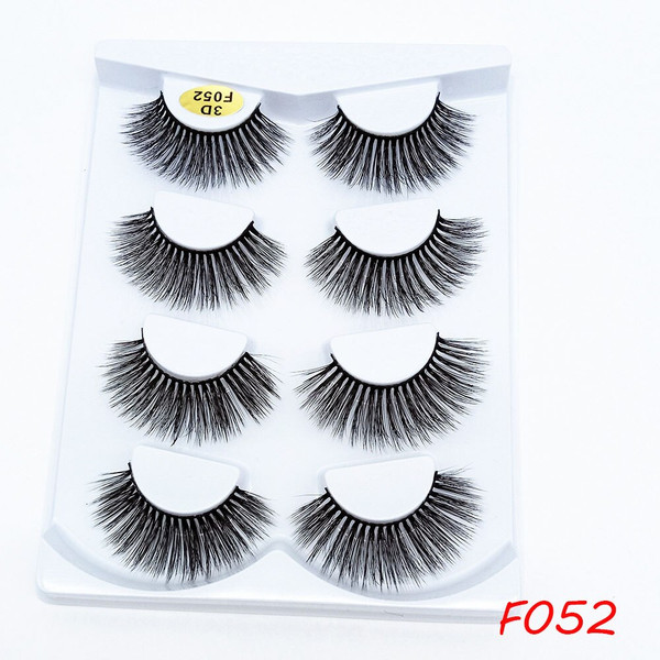 Rejea 4 Pair 3D Faux Mink Hair False Eyelashes Natural/Thick Long Multilayers Thick Mink Eye Lashes Makeup Cruelty-free Fake Eyalash