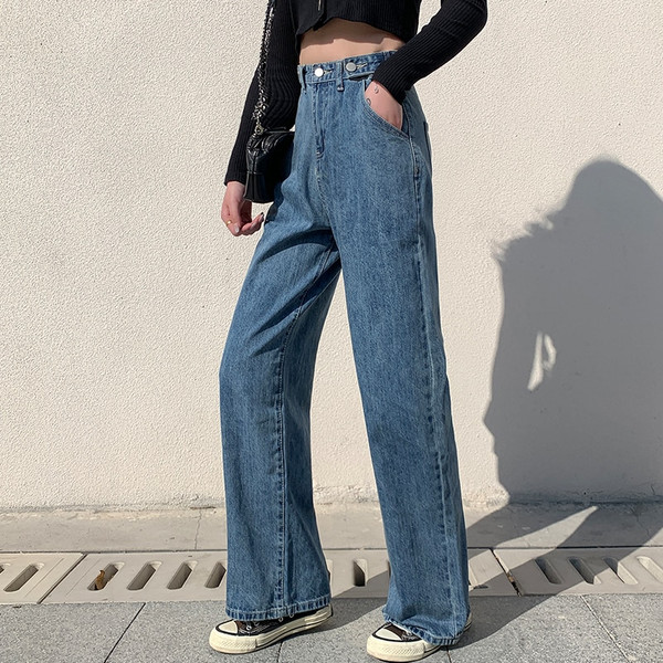 Rejea Woman Jeans High Waist Clothes Wide Leg Denim Clothing Blue Streetwear Vintage Quality Fashion Harajuku Straight Pants