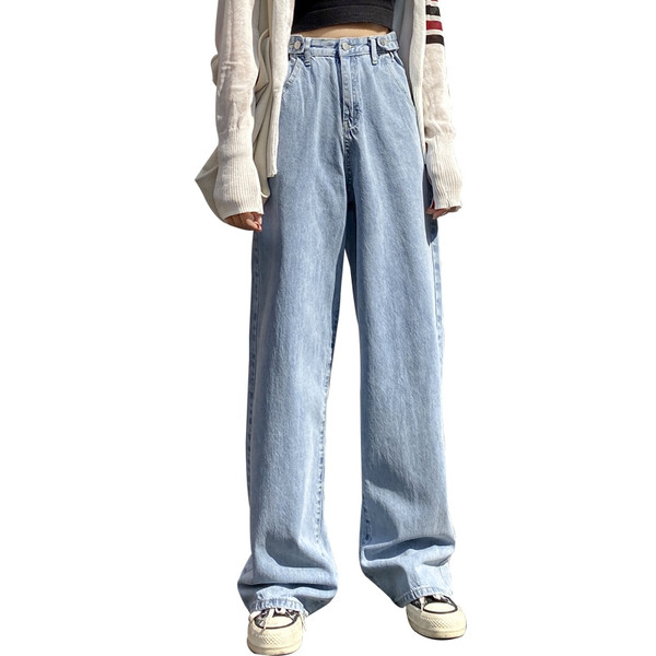 Rejea Woman Jeans High Waist Clothes Wide Leg Denim Clothing Blue Streetwear Vintage Quality Fashion Harajuku Straight Pants